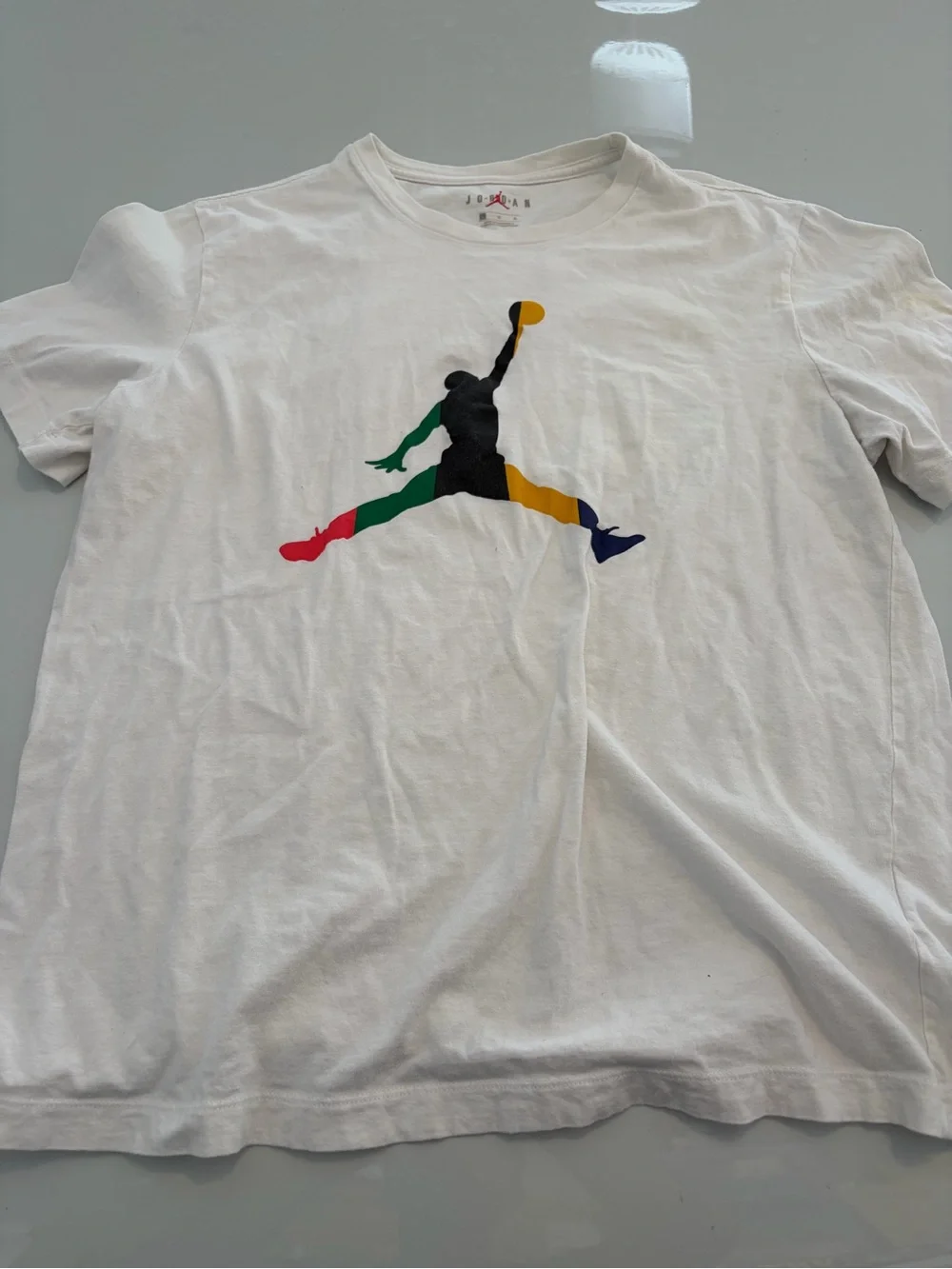 Air Jordan White Short Sleeve Tee Multicolor Jumpman Logo black history month